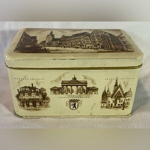 Vintage Biscuit Tin H. Bahlsens Keksfabrik KG Hannover W/ German Monuments